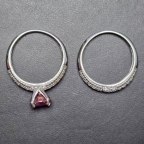 Pink 2 ct Moissanite Silver with CZ Accents and Channel-Set Band Size 9 - Picture 9 of 14